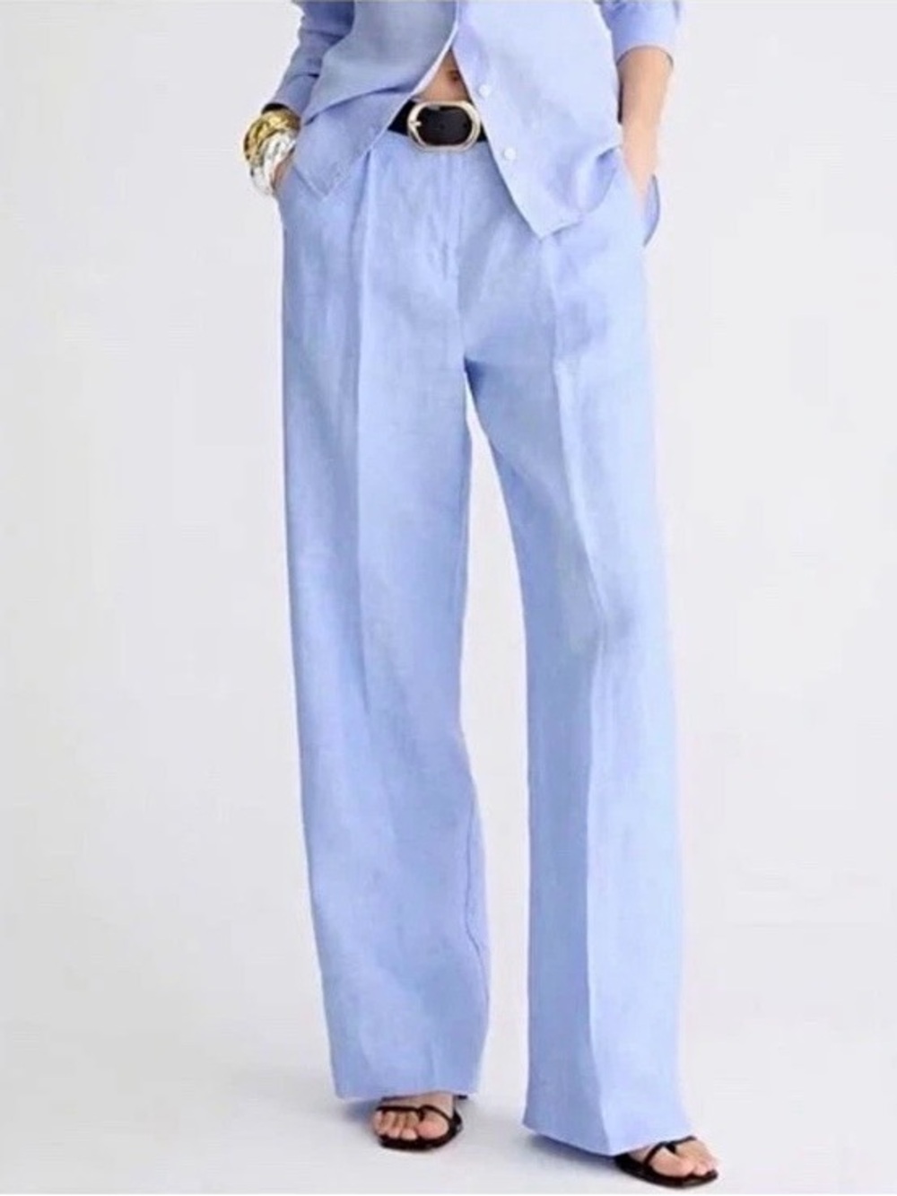 New J. Crew Wide-leg Essential Pant in Linen French Blue Size 2P Resort Office
